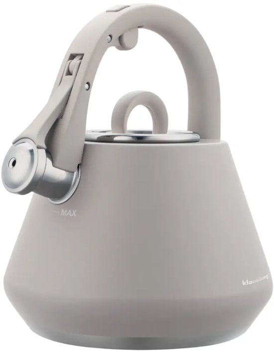 Klausberg 7949 fluitketel met fluit – RVS, grijs, 2,5 liter