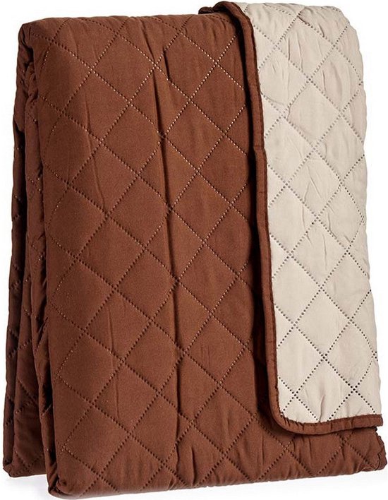 Bankbedekking microvezel bruin en beige – omkeerbaar, 290 x 200 cm