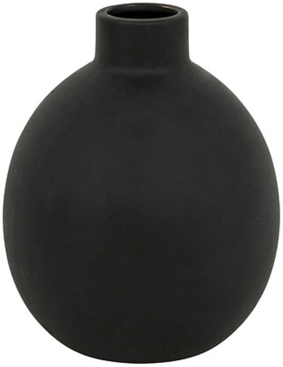 Ceramic Vase - Modern Flower Vase - Decorative Vase - Designer Vase for Dried Flowers and Branches - Ø14.5 x 18 cm - Black