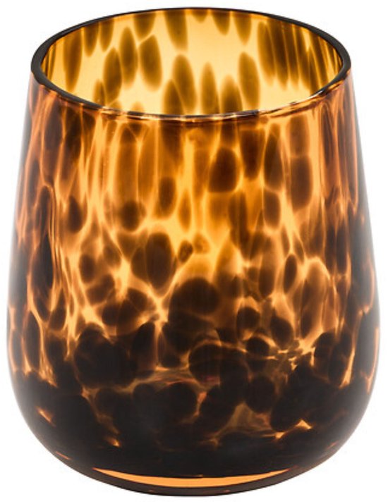 Tandenborstelhouder Dotty van bruin glas – ronde badkamerbeker, 9 cm hoog