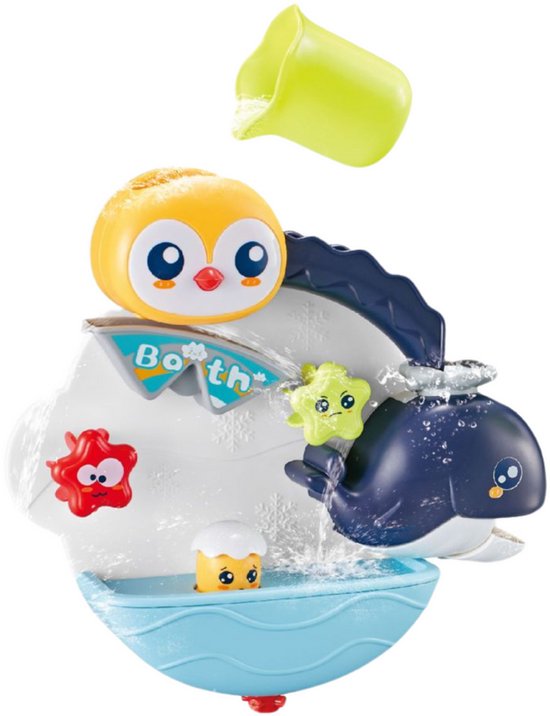 Badspeelgoed pinguïn en walvis – interactieve waterspeelset met zuignappen – foto 2