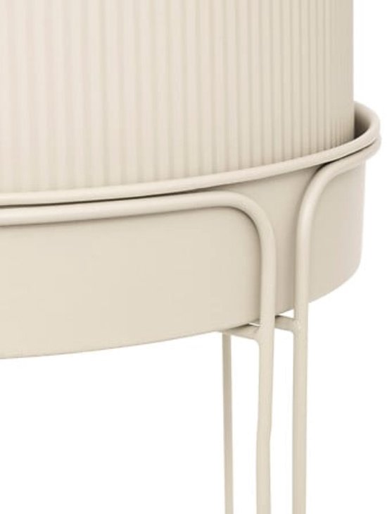 Aze plantenbak set van 2 op standaard – beige metaal, Ø 30 x 44,3 cm – foto 5