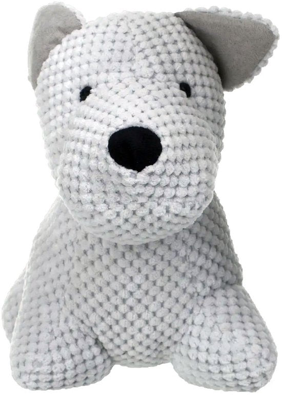 Butée de porte en peluche Chien - Blanc - 31 x 24 cm - 1 kg - Polyester - Design fonctionnel et adorable - Rempli de sable