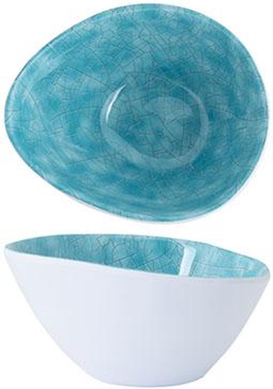 Streetfood Go Azzurro bowl van melamine – ovaal schaaltje, wit en blauw