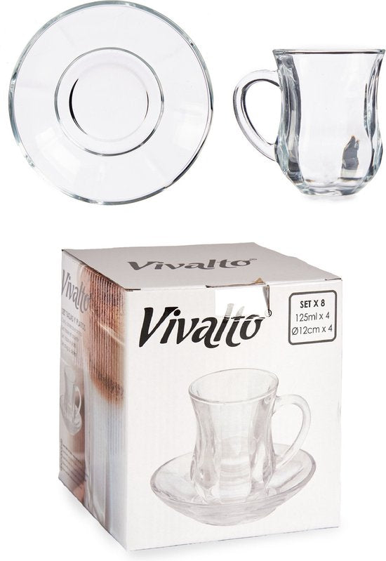 Vivalto theeglazen met schotel en oor – set van 4, 125 ml – foto 4