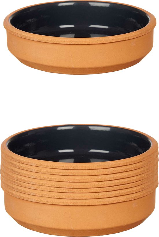 La Dehesa tapasschaaltjes terracotta zwart, 8 stuks – Ø 16 x 4 cm