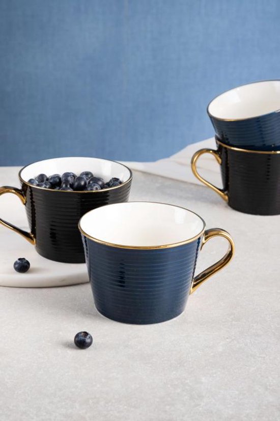 Homla Renne grote mok 450 ml – keramische koffie- en theemok, donkerblauw – foto 2