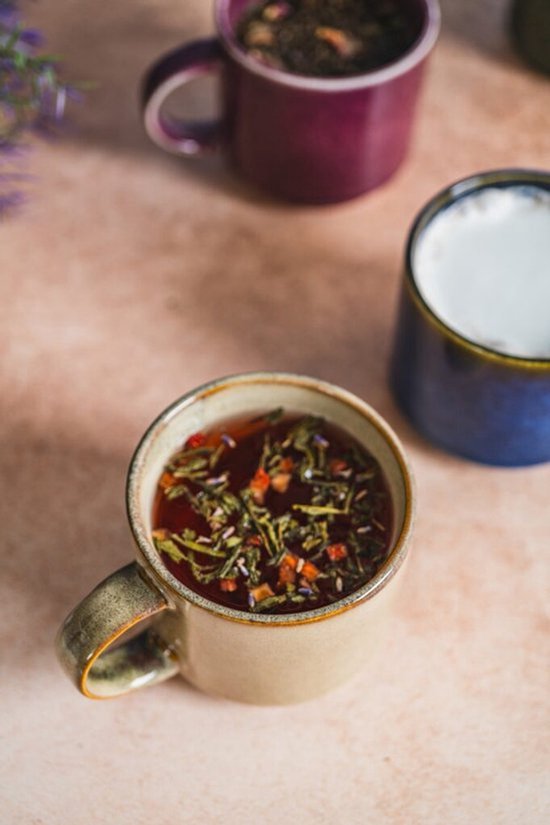 MPLCo - Stack Mug - Coffee Mug with Reactive Glaze Handmade Design - Set of 4 - Tea Mug - Modern Minimalist Tableware - for Coffee Tea Espresso - Dishwasher Safe - Ceramic - 350 ml - Grey / Beige with Brown Tones