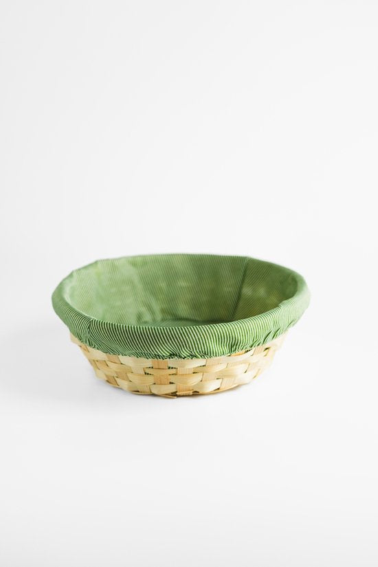 MPLCo ronde opbergmand van bamboe met groen deksel – Ø 25 x 7 cm – foto 2
