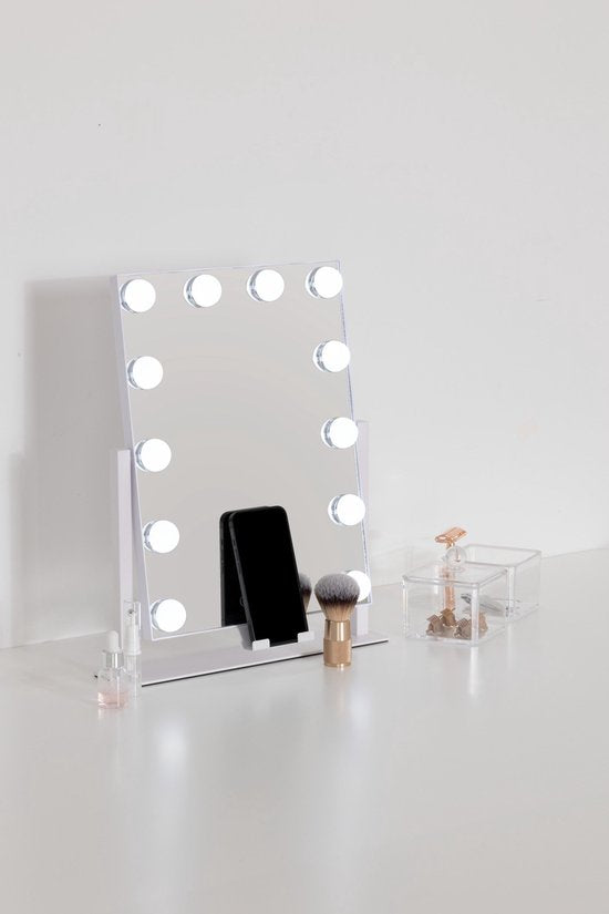 5Five draaibare make-up spiegel met licht – Hollywood spiegel, 12 lampjes, wit – foto 3