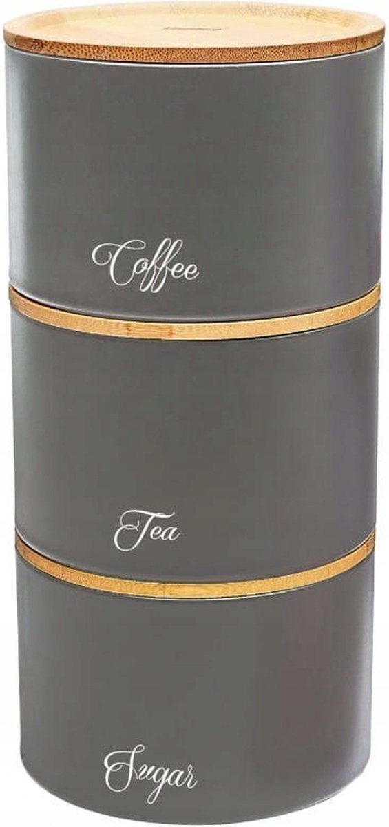 Klausberg 7543 opbergblikken koffie, thee en suiker – set van 3, stapelbaar