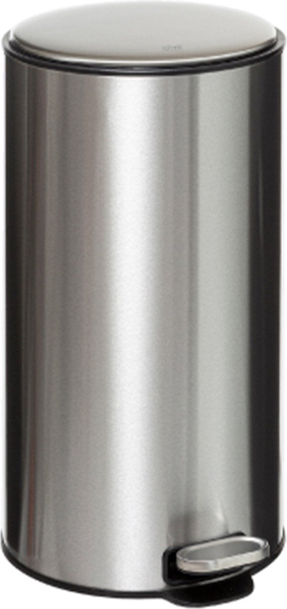 5Five Prullenbak / pedaalemmer Delta - zilver - metaal - 30 liter - 39 x 33 x 62 cm - keuken