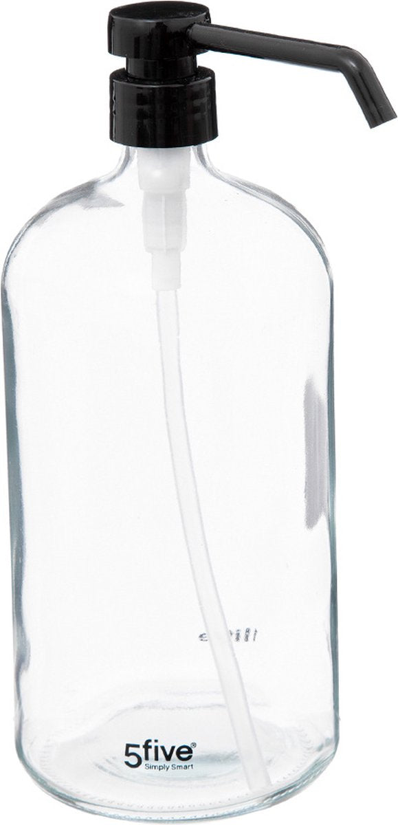 5Five Zeeppompje / zeepdispenser van glas - transparant - 1 liter