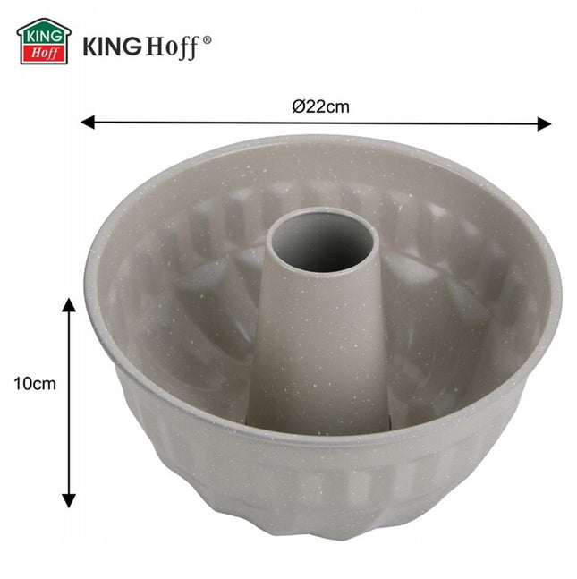 Kinghoff KH1993 tulbandvorm Ø 22 cm – cakevorm met gat, beige marmer – foto 2