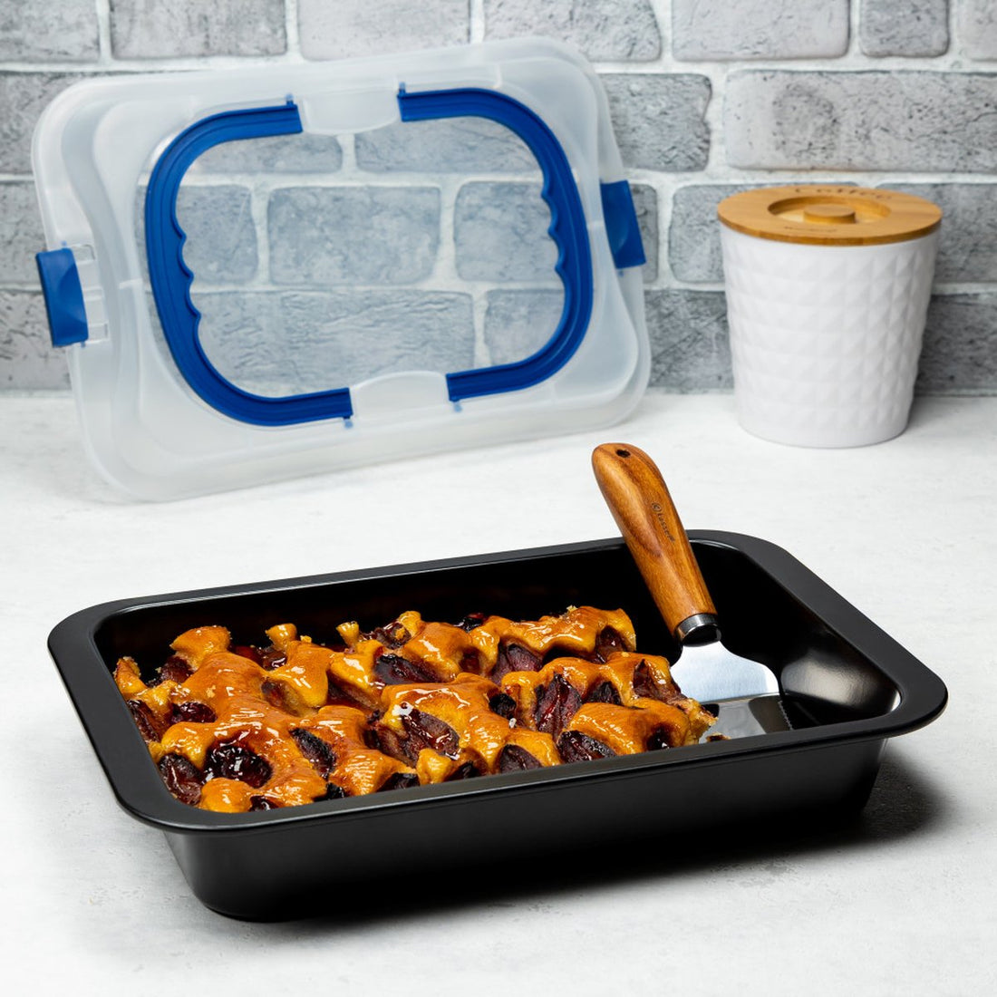 Kinghoff 4197 rechthoekige bakvorm met deksel – 37 x 24,5 x 5,5 cm, zwart – foto 2