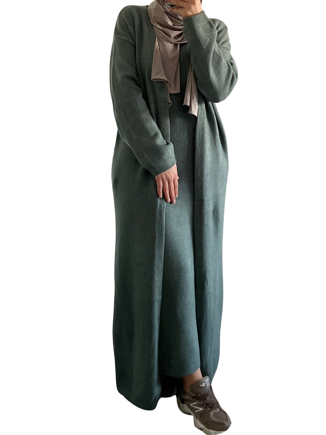Mina twinset – modest set met vest en jurk zonder mouwen, 3 kleuren