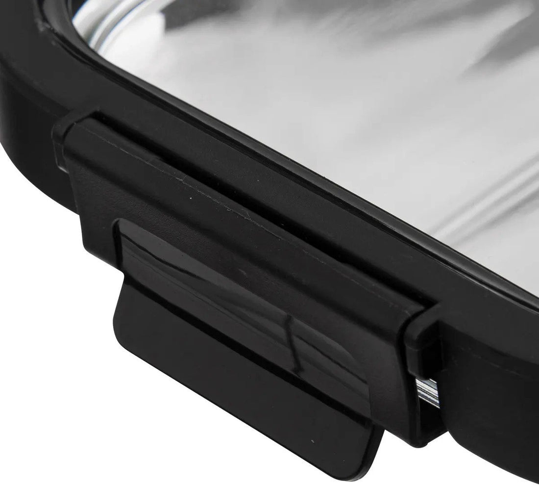 5Five Vershoudbakje met deksel - 2x - glas - luchtdicht - met clips - 19 x 14 x 7 cm - 500 ml - zwart / transparant