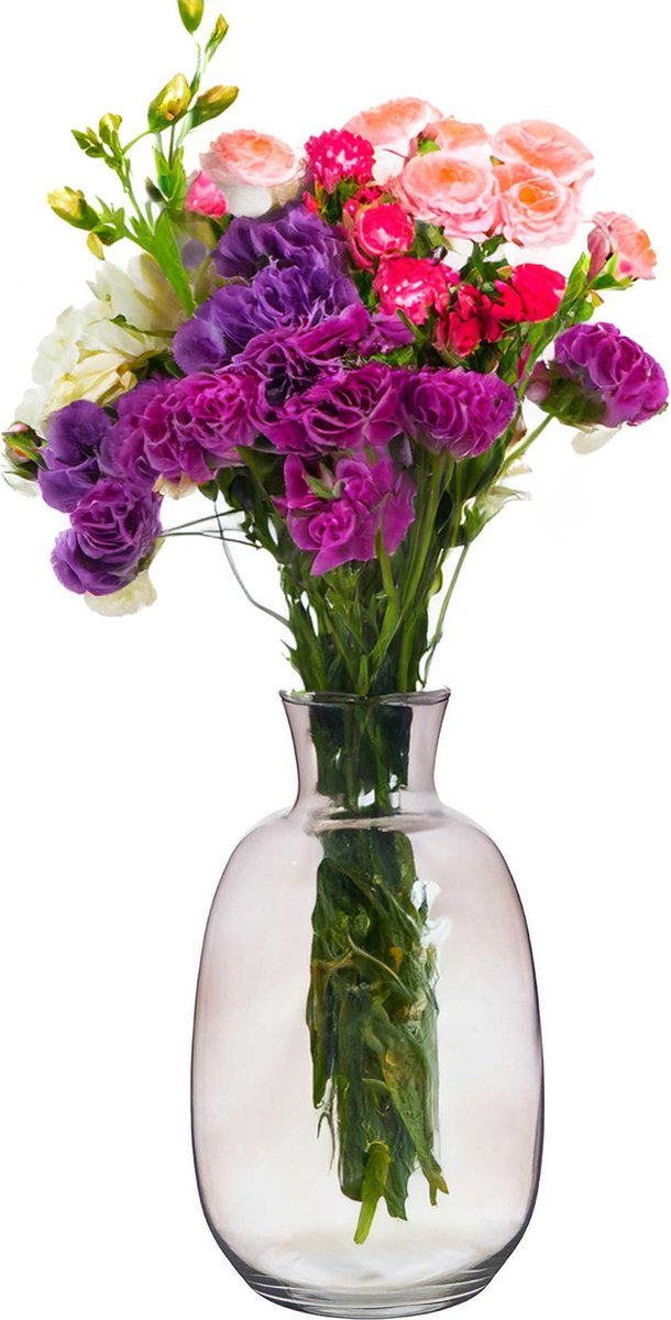 Giftdecor bloemenvaas Crystal – ovale bolvaas van grijs glas, 36 cm hoog