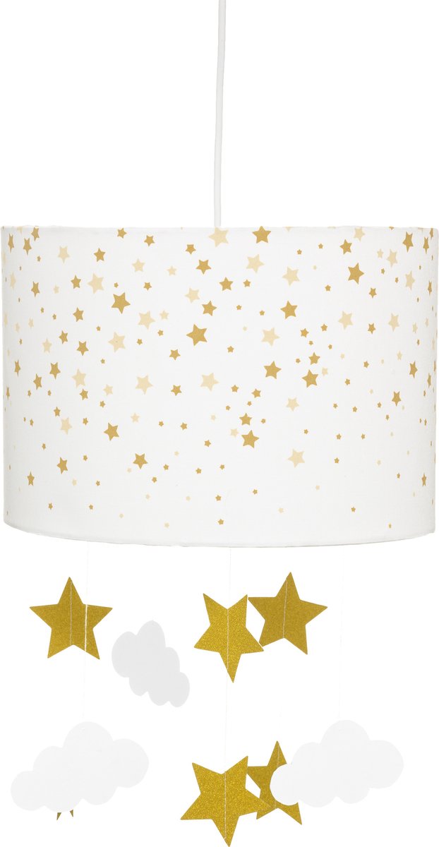 Atmosphera Kids hanglamp voor de kinderkamer – wit/goud, sterren en wolkjes