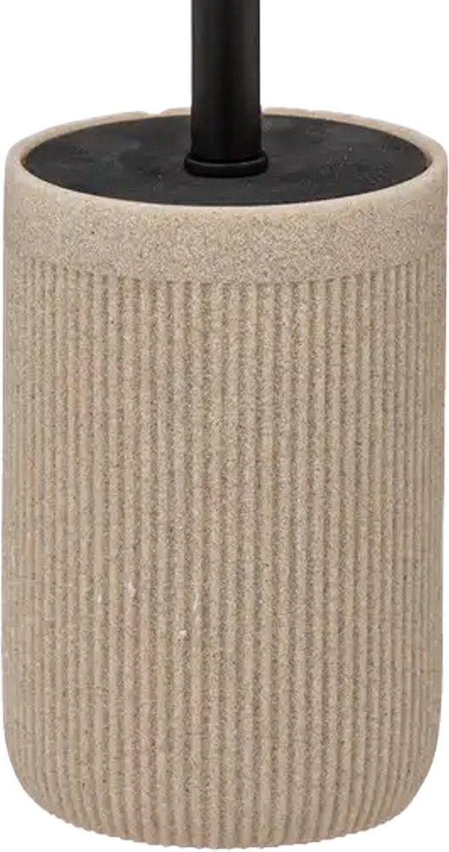 5Five Onyx toiletborstel met houder – leisteenlook, beige/zwart polystone