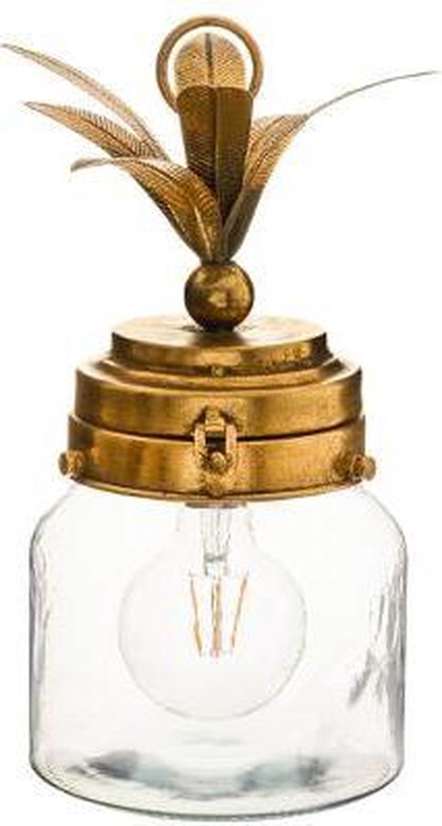 Atmosphera tafellamp ananas – goud en glas, LED op batterijen, Ø 16 x 33 cm