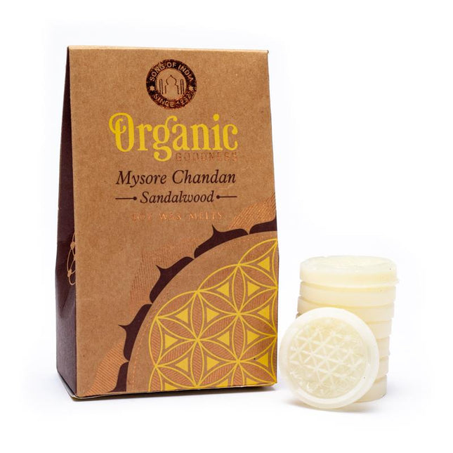 Mysore Chandan sandelhout smeltkaarsjes – soyawas, 40 g (7 à 8 stuks)