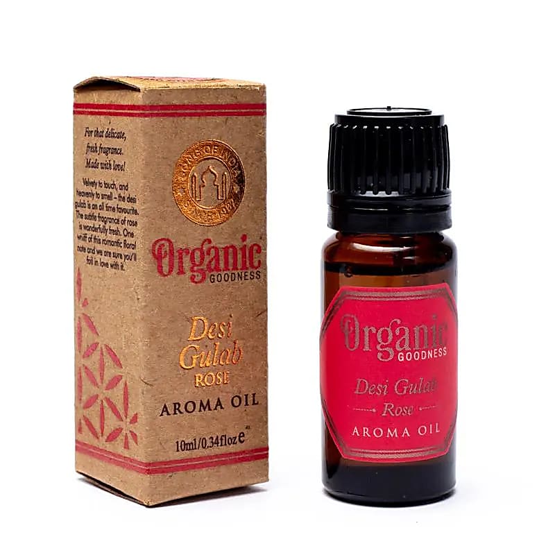 Organic Goodness aroma olie Roos (Desi Gulab) – geurolie voor diffuser, 10 ml