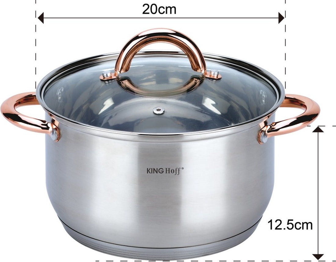 Kinghoff 6-delige pannenset rvs – kookpannen 18, 20 en 24 cm met deksel – foto 3