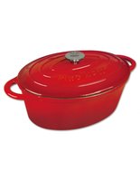 Kinghoff 1612 - cast iron casserole dish - oval - 33 cm - 6.2L - red - enamel