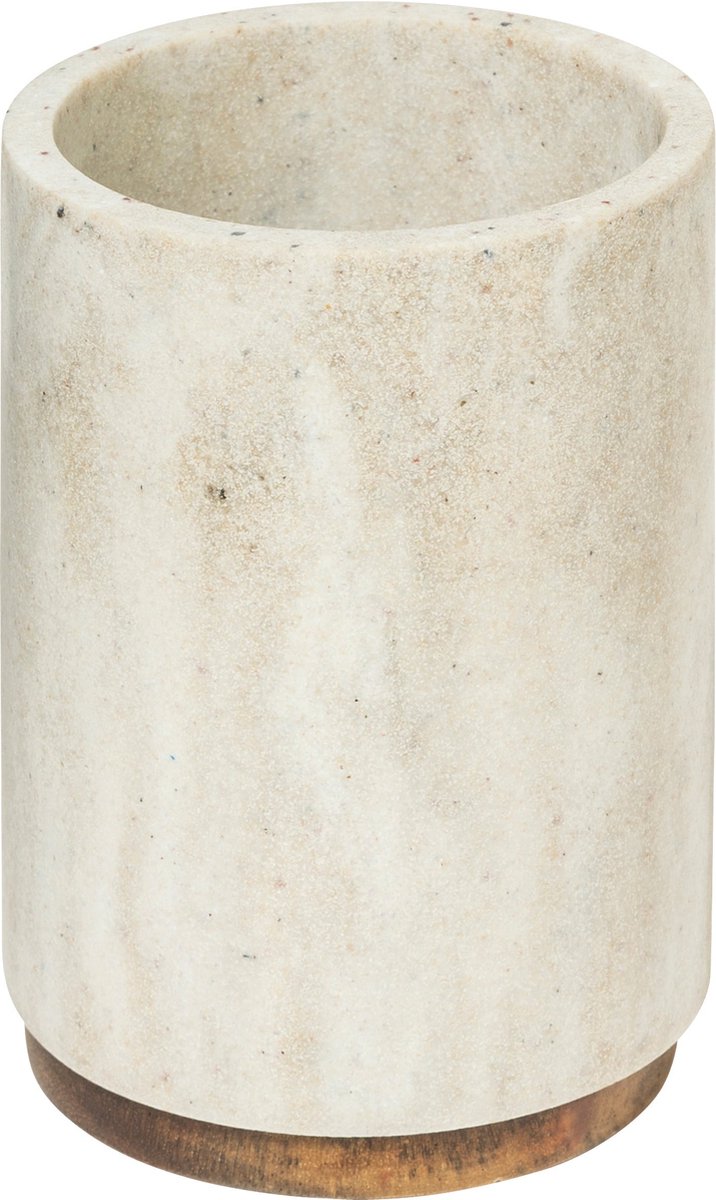 5Five Como tandenborstelhouder – beige met marmereffect, Ø 7 x 11 cm