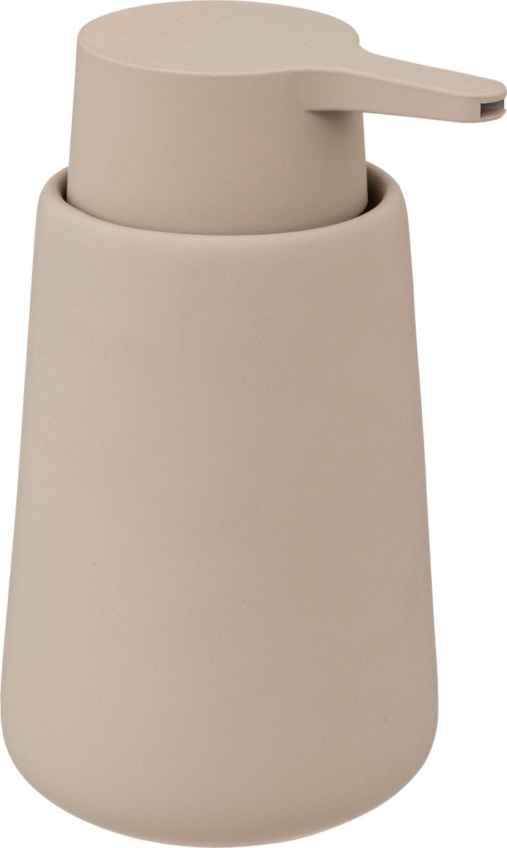 5Five Distributeur de savon - Cocoon - pierre artificielle - beige - 15 cm - 300 ml - Salle de bain/toilette/cuisine
