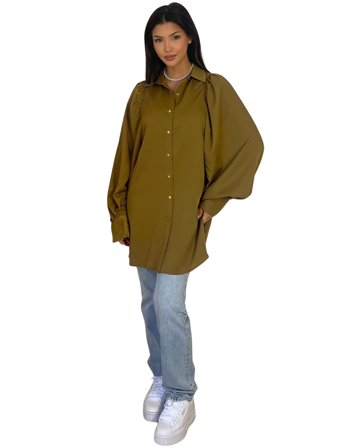Luna blouse dames – in zwart, wit, beige en olijfgroen, maat S, M en L – foto 22