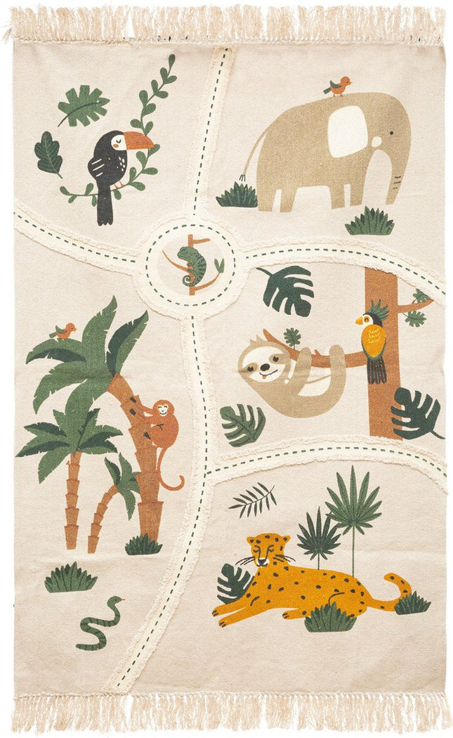 Atmosphera Kids jungle vloerkleed met dieren – katoen, 100 x 150 cm