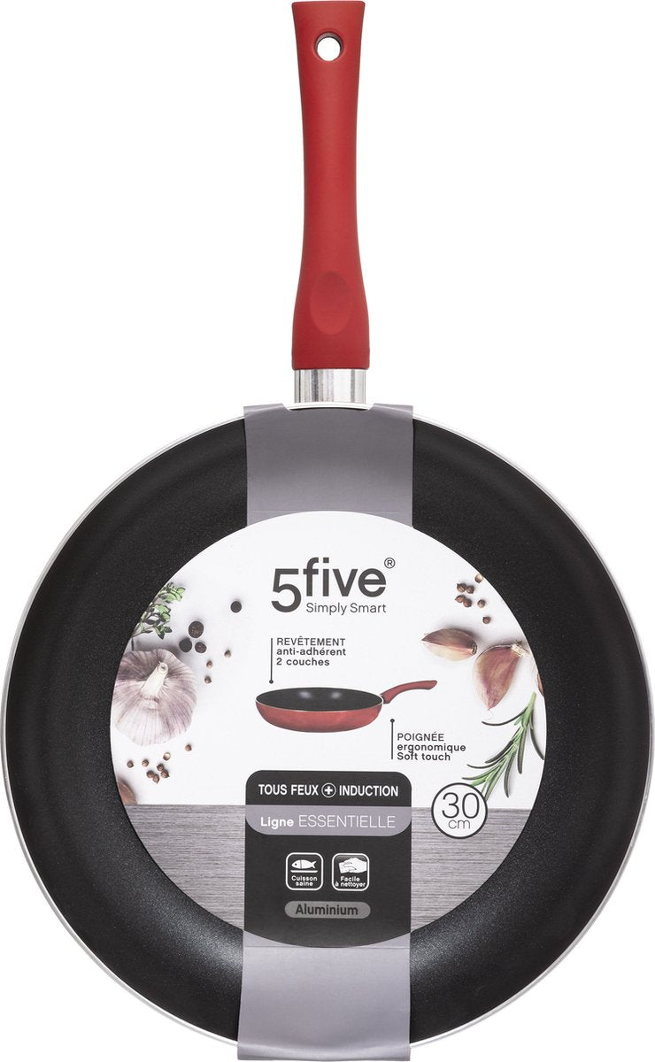 Secret de Gourmet aluminium koekenpan Ø 31 cm – 2,8 liter, rood/zwart