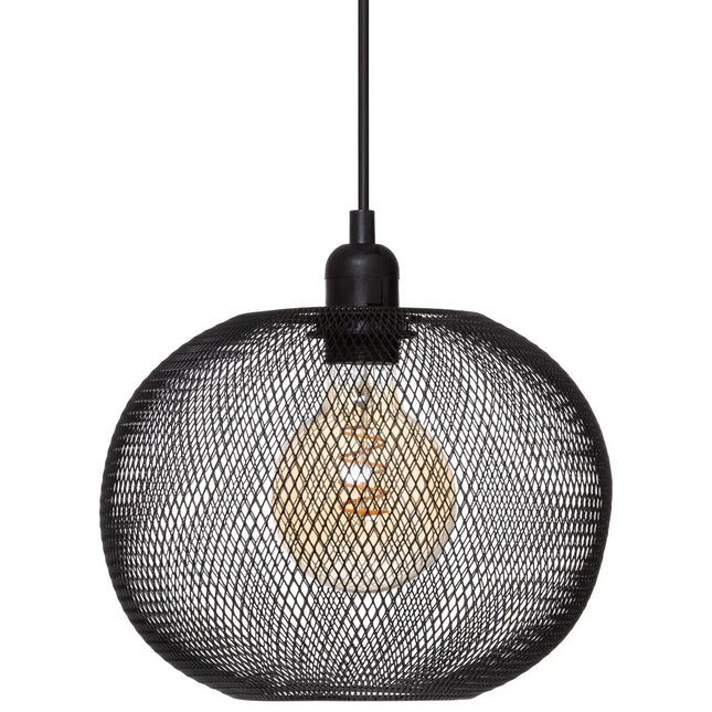 Atmosphera hanglamp bal zwart – bolvormig metalen frame, Ø 25 cm