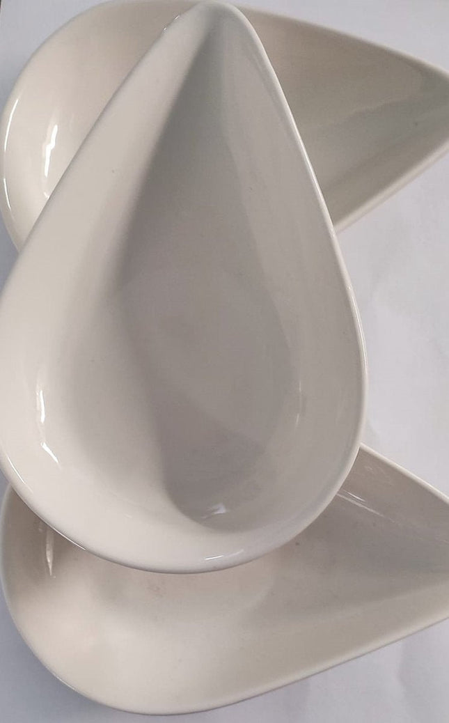 Ovale tapas schaaltjes met voet, 5 stuks – gebroken wit, voor het aperitief