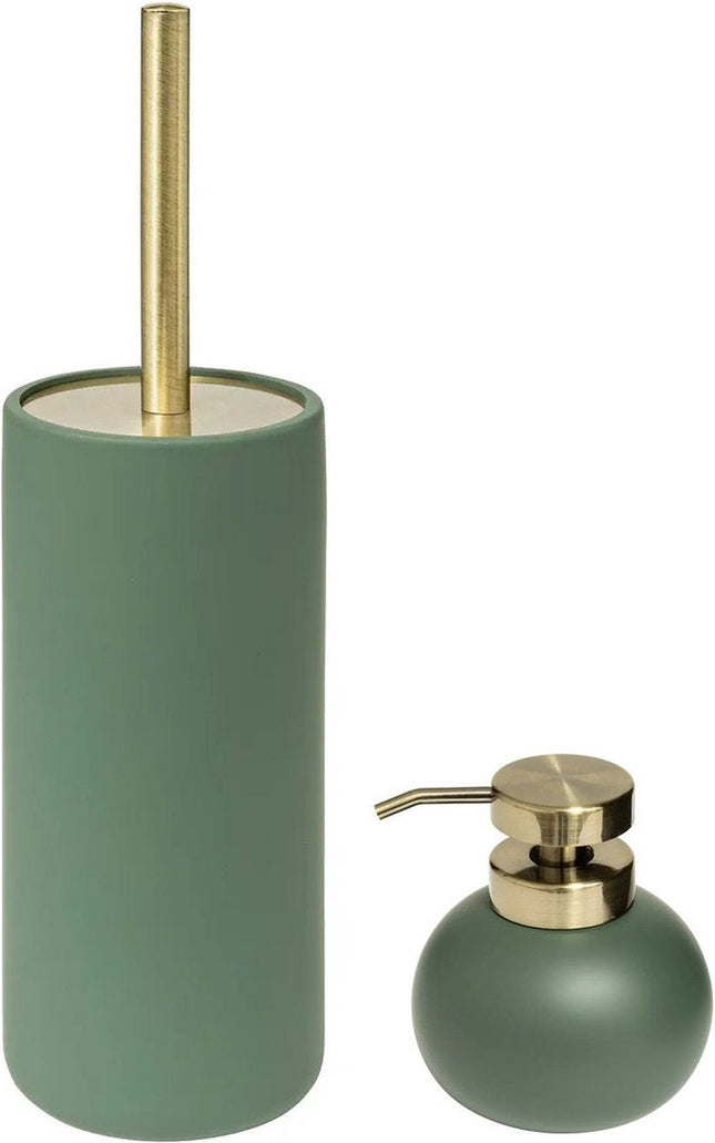 5Five zeeppompje en toiletborstel set – ficus groen kunststeen, 400 ml