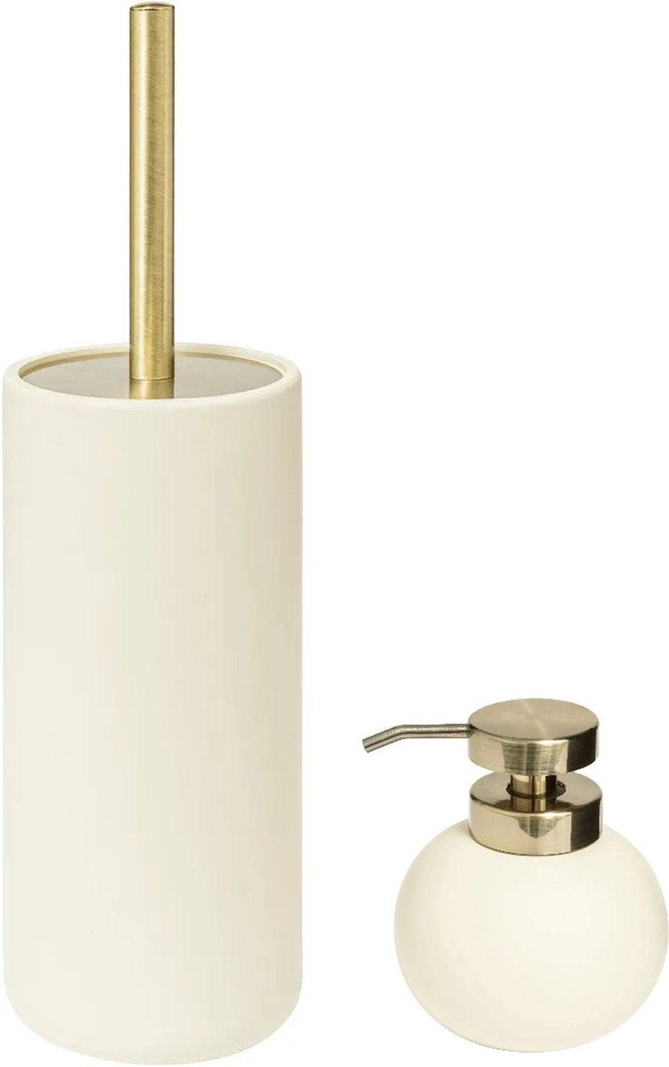 5Five Soap dispenser and toilet brush set - ivory - artificial stone - Modern