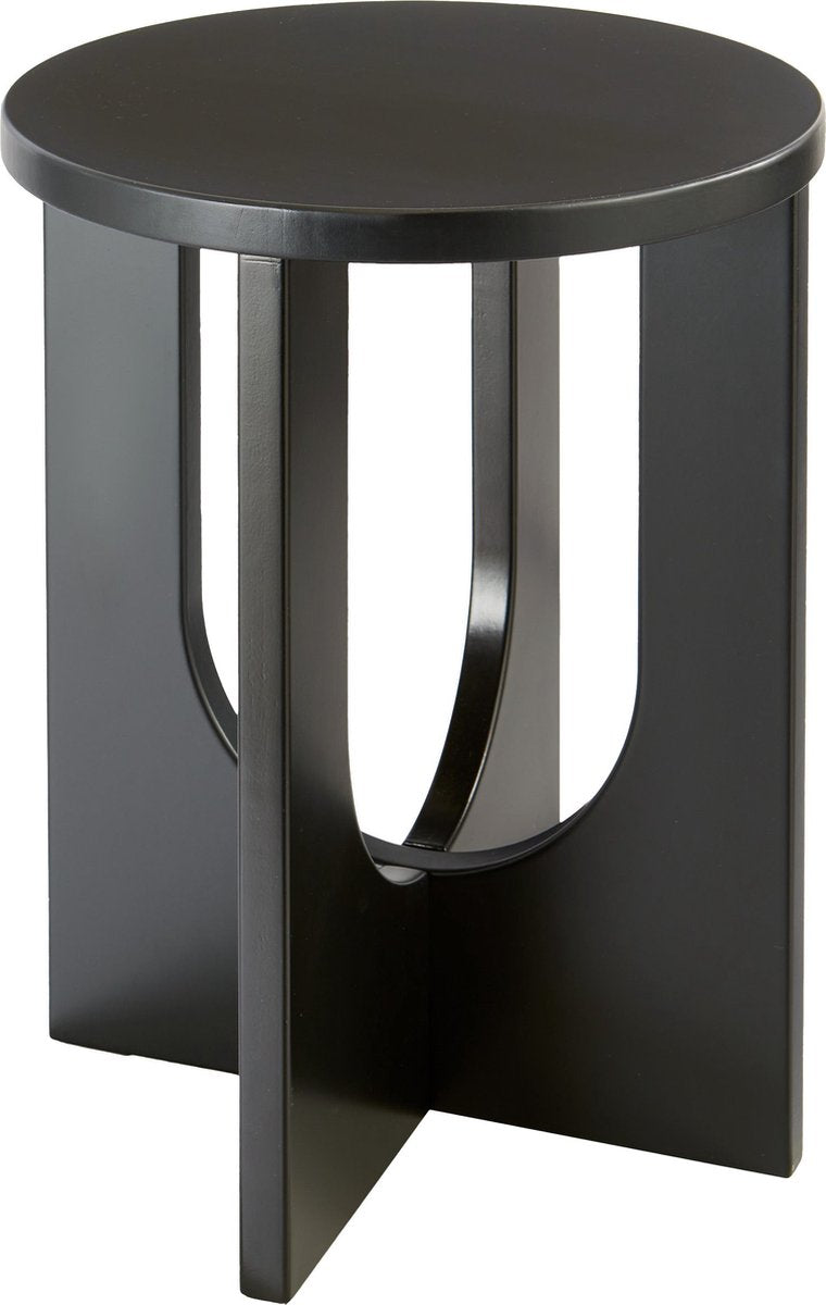 Atmosphera bijzettafel Bloom zwart – rond, MDF, Ø 40 x 50,5 cm