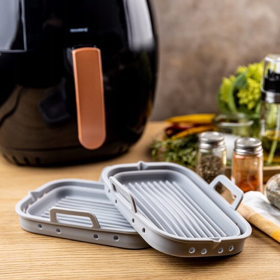 Klausberg KB-7791 siliconen airfryer bakvorm – opvouwbaar, tot 230 °C, grijs – foto 3