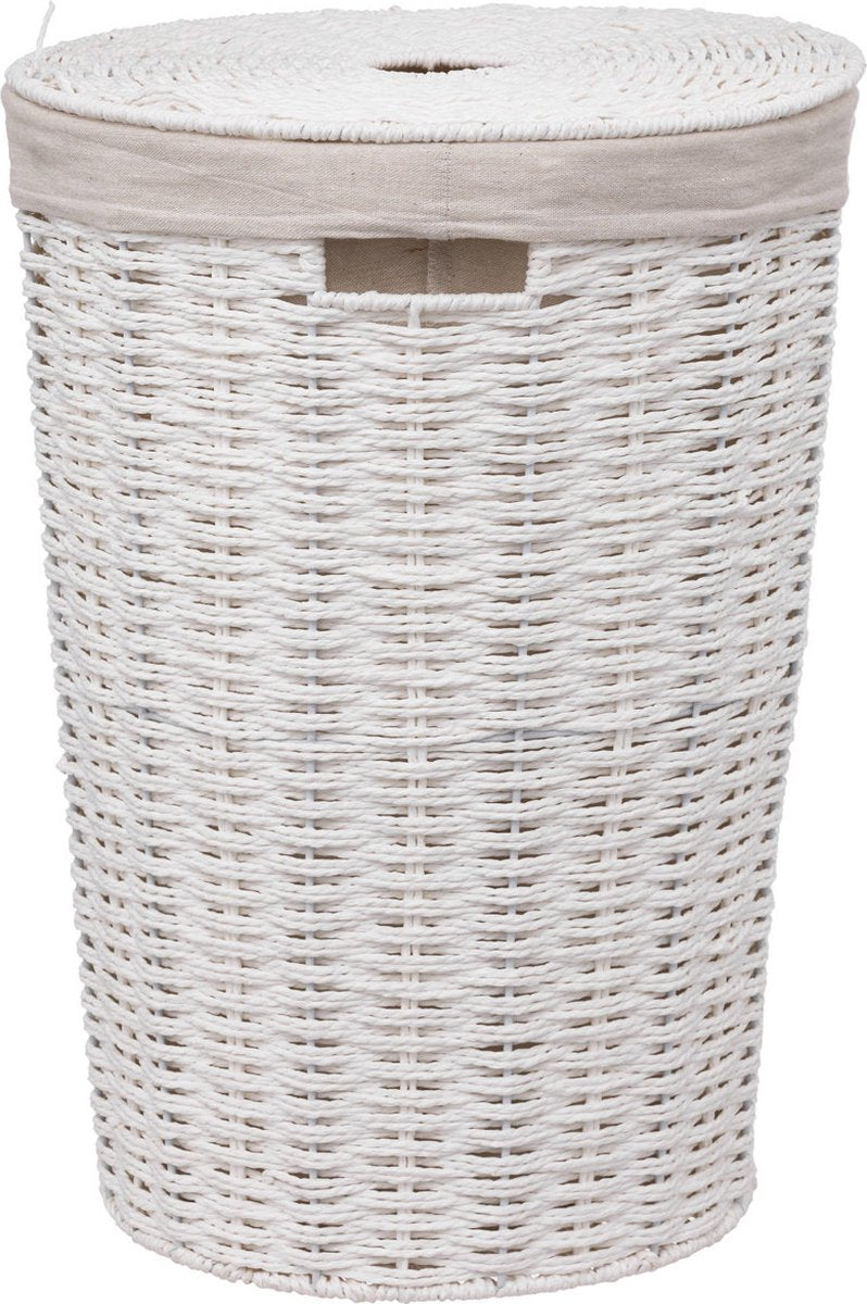 5Five ronde wasmand 40 liter – boho-stijl, gerecycled papier, met deksel