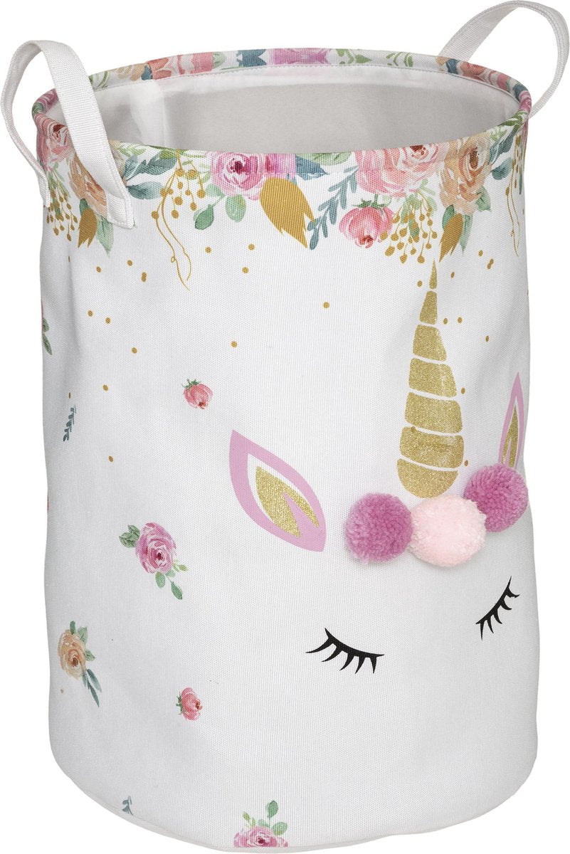 Atmosphera speelgoedmand eenhoorn – opbergmand en wasmand unicorn, Ø 35 x 50 cm