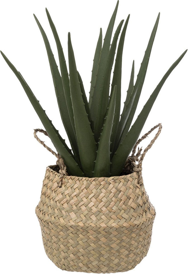 Atmosphera kunstplant aloë in zeegras mand – 37 cm hoog