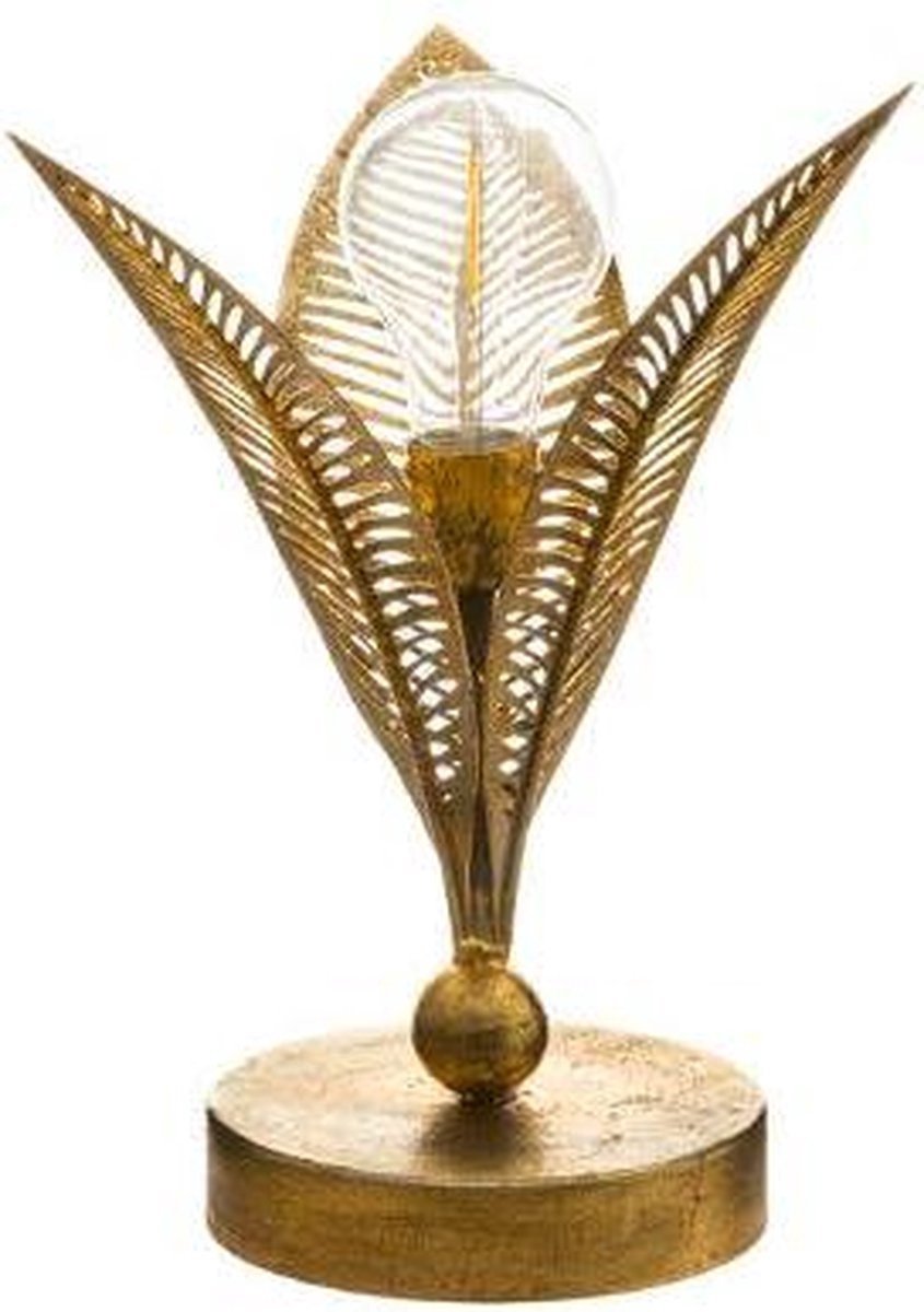 Atmosphera tafellamp met gouden blaadjes – art deco, op batterijen, 24,5 cm