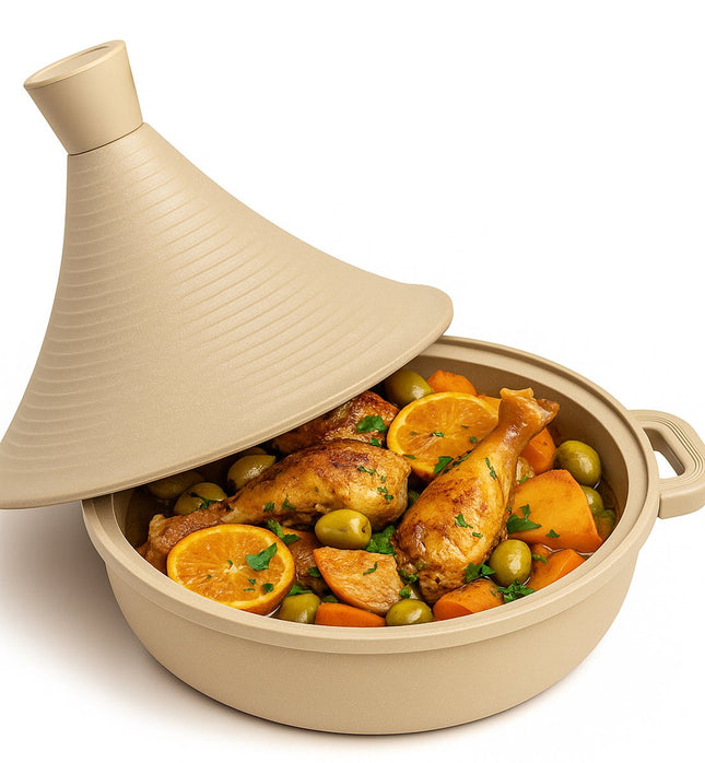 Tajine Marrakesh – aluminium tajine voor inductie, taupe, 4 tot 8 personen