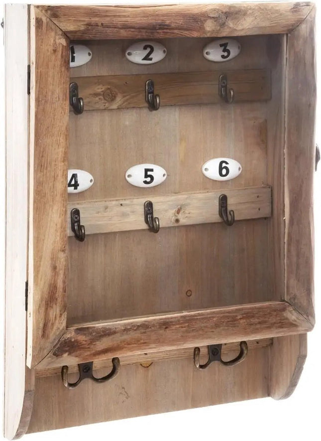 Atmosphera sleutelkastje hout/glas naturel – voor 10 sleutels, 27 x 9 x 38 cm