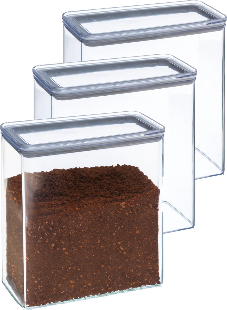 5Five Boîte de conservation - 5x - cuisine / alimentaire - plastique - 3000 ml - couvercle hermétique - transparent - 20 x 10 x 20 cm