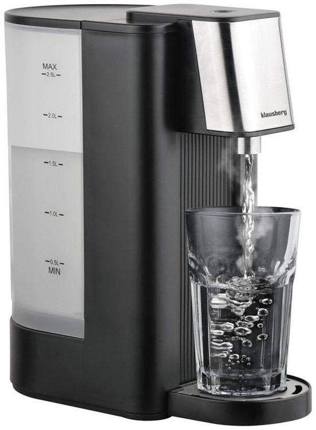 Klausberg KB7877 kokend water dispenser – 2,5 liter, 2600 W, zwart en RVS