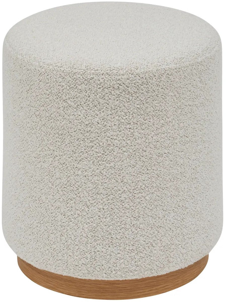 Pouf Atmosphera pour s'asseoir - Nesky Bouclé - tissu / bois - blanc - D41 x H45 cm - sièges supplémentaires - chaises