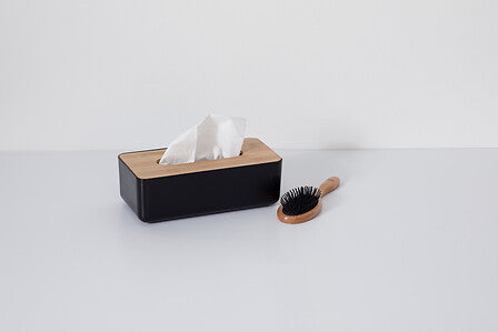 Black Bamboo Tissue Box - Stylish Tissue Holder (26 x 13 x 8.8 cm) - Modern Storage Box for Kleenex & Tissues - Sustainable Design for Living Room, Bathroom or Office